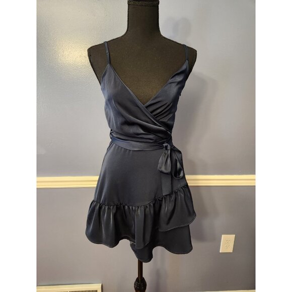 Studio 19 Navy Dress Spaghetti Strap Size XS Summer Ruffle Above knee - Picture 1 of 6